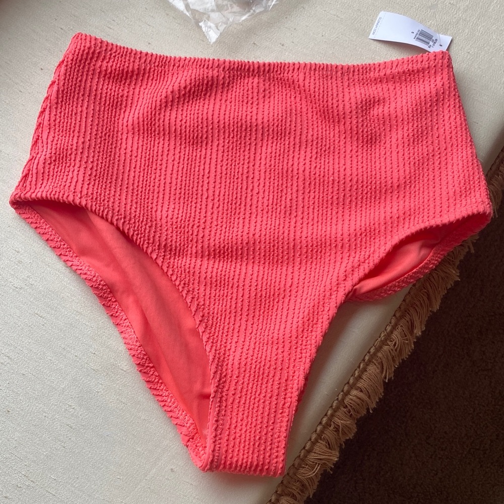 High-Waisted Textured Coral Bikini Bottom . old navy new with tags . womens S